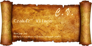 Czakó Vilmos névjegykártya